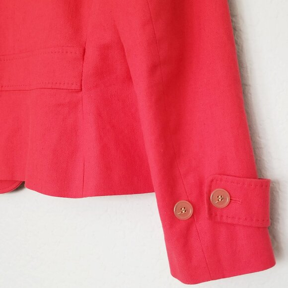 Talbots Cotton Linen Blend Blazer Jacket Women 12P Red Coral Single Button $169 - Picture 10 of 16
